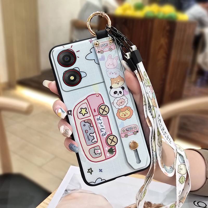Protective Waterproof Phone Case For ZTE Blade A34 Back Cover Durable Wrist Strap Ring Phone Holder Anti-knock Anti-dust