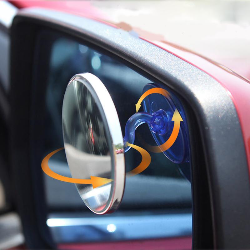 2PC Car Blind Spot Rearview Round Shape Wide-Angle 360 Degree Adjustable Universal Waterproof Car Mirror Rain Blocker Blind