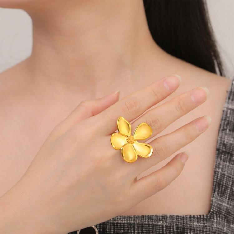 Opening Rings Flower Rings Hand Jewelry Fashion Rings Stainless Steel Adjustable Rings Suitable for Fashion Enthusiasts