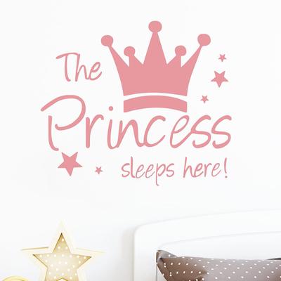 The Princess Sleep Here Wall Stickers Crown Stars Wall Decals for Living Room Girls Bedroom Home Decor