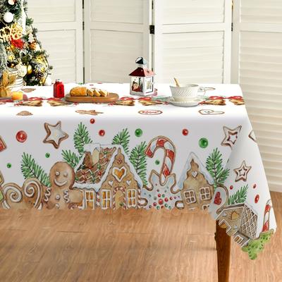 Weihnachten Lebkuchenmann Kiefernnadel Wasserdichte Tischdecke Tischdeko Winter Küche Esstisch Tischdecke Weihnachtsdekorationen