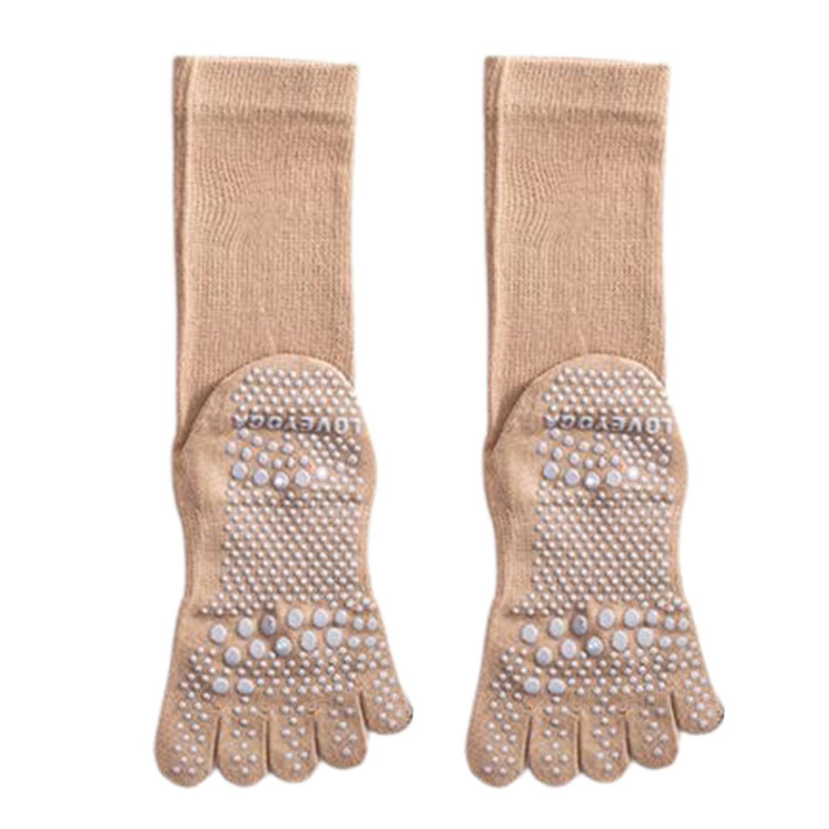 

1 пара носков для йоги с нескользящей накладкой, дышащие, влагоотводящие, для балета, танцев, фитнеса, пилатеса, спорта, спортзала, носки до середины икры хаки