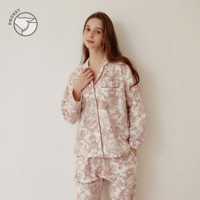 Lunaluz Women S Two Piece Long Sleeve Collar pajamaS Palace Rayon Cotton