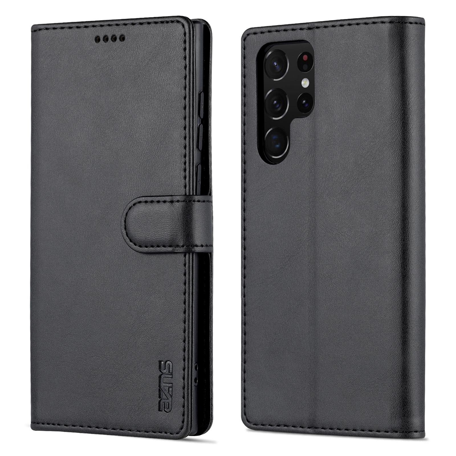 

AZNS Для чохла Samsung Galaxy S24 Ultra Шкіряний Захищений Повністю Книжка Відкидна Підставка Чохол для Телефону Black