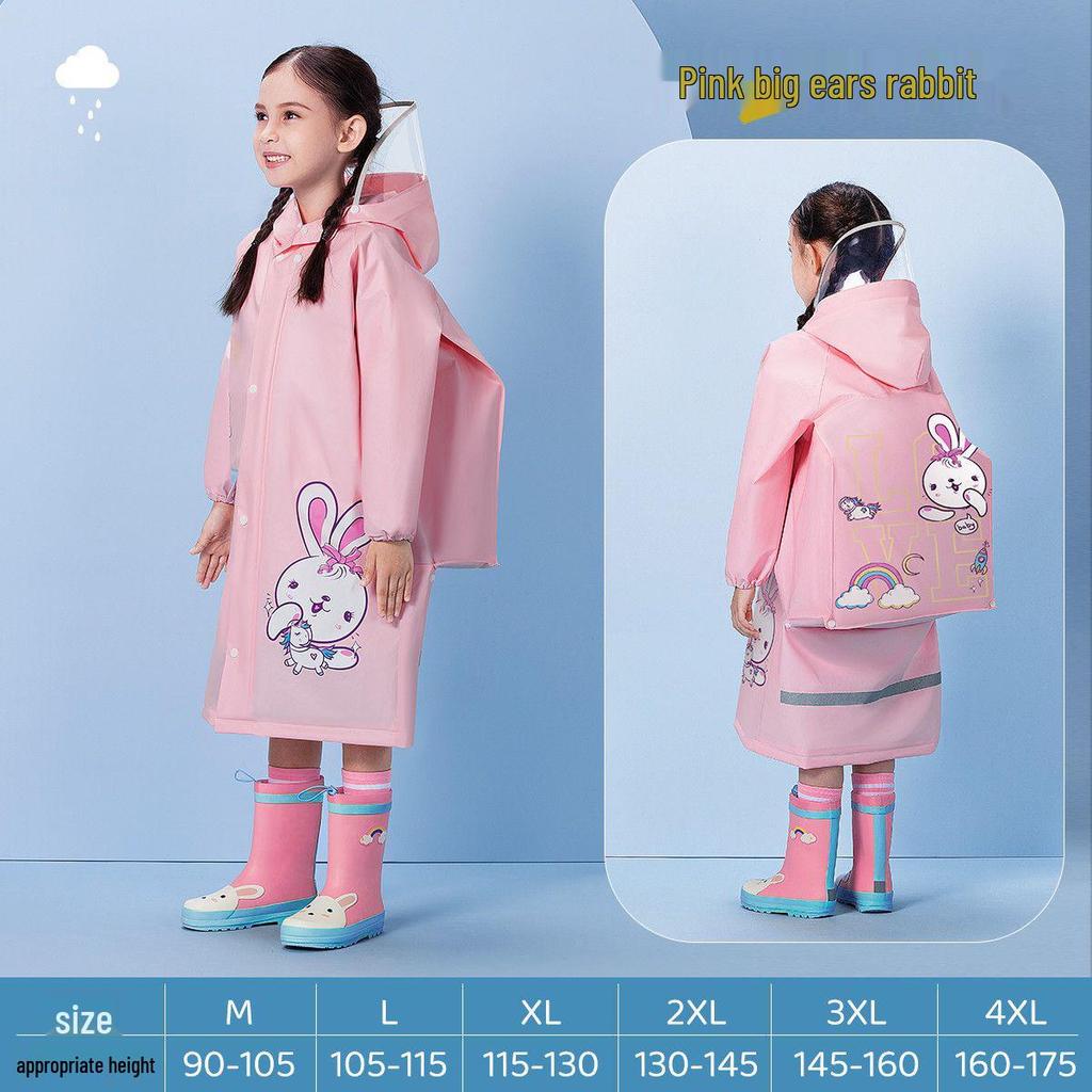 Children's Cartoon Rain Poncho with Backpack Slot for Kids