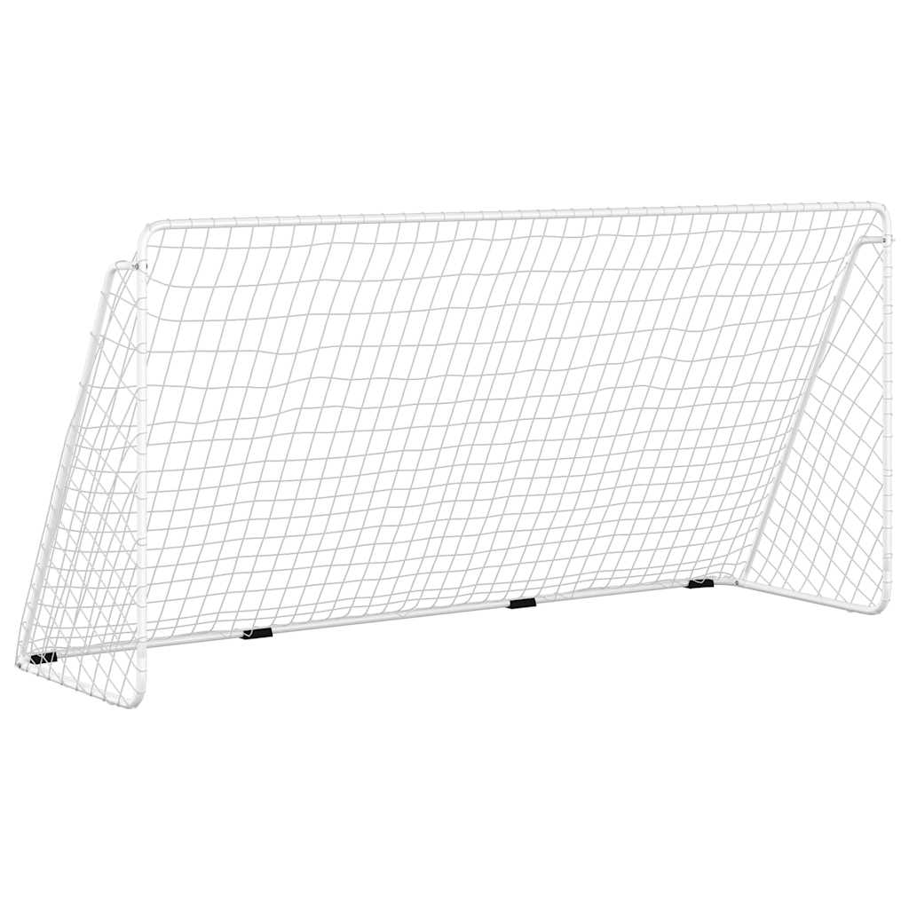 Fotbalová branka s sítí Bílá 366 x 122 x 182 cm Ocel