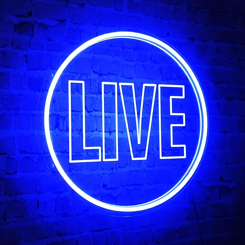 Neon Live On Air Light Sign, USB Powered On Air Led Light Up Sign, Dimmable Wall Décor Round On Air Streaming Neon Sign for Streamer, Gamer, Game