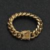 Hip-hop Buckle Stainless Steel Cuban Bracelet Real Gold Electroplated Encrypted Round Ground Titanium Steel Men Bracelet