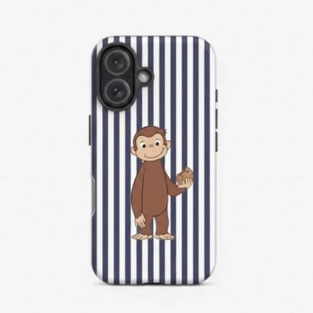 Luxury Clmj Cute Monkey Curious George Phone Case for iPhone 17 16 15 14 13 12 11 X XS Air Pro Max Plus Double-layer Back Cover