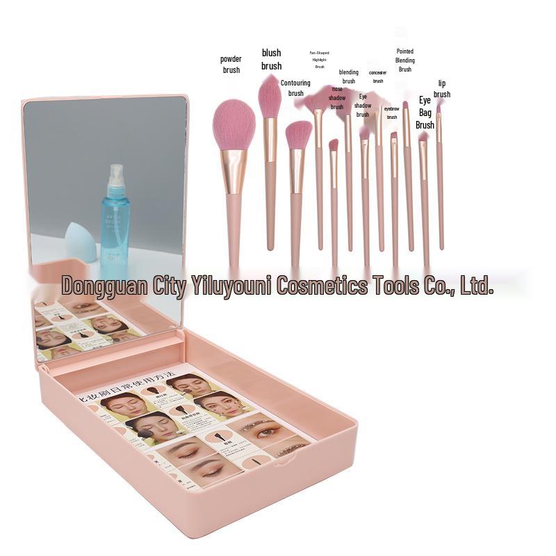 8/12-Piece Pink Makeup Brush Set for Beginners: Includes Soft Bristle Powder, Eyeshadow, and Angled Eyeliner Brushes.
