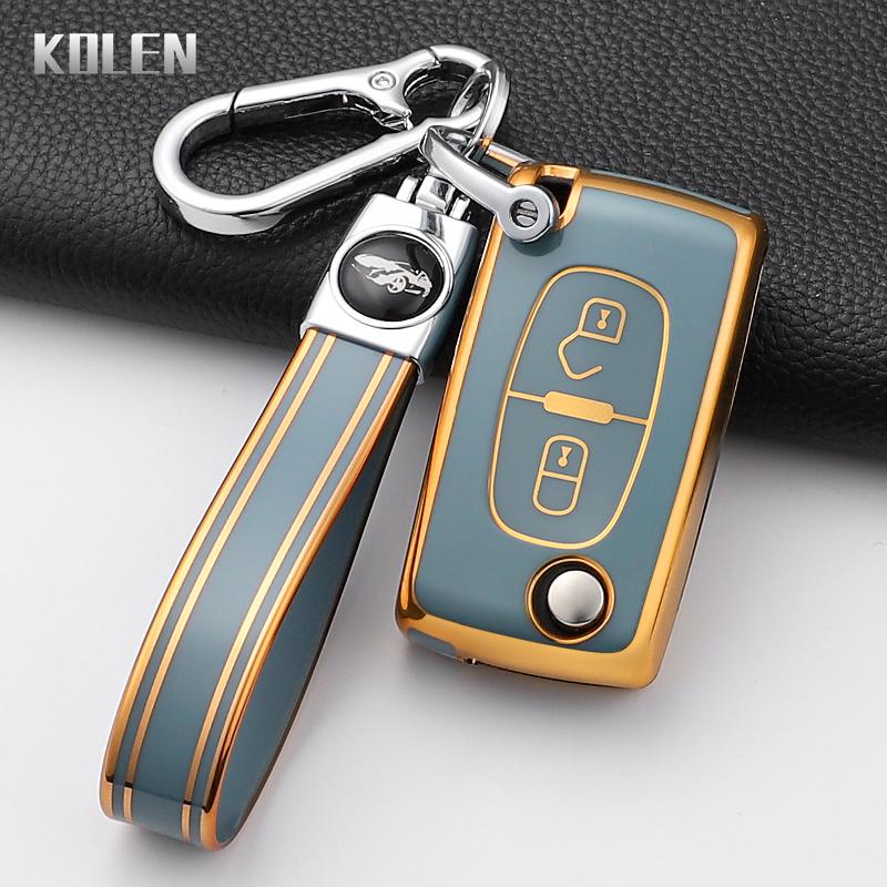 Mode Auto Schlüsselhülle Abdeckung Für Citroen C2 C3 C4 C5 C6 Xsara Berlingo Für Peugeot 207 307 308 407 607 807 Geschützter Schlüsselanhänger Fob