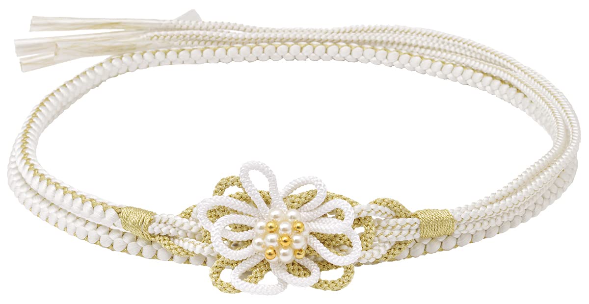 

[SOUBIEN] Soubien Obi-jime (Kimono Sash Cord) for Furisode (Long-sleeved Kimono), Coming-of-Age Ceremony, Floral Decoration, Faux Pearl, Braided