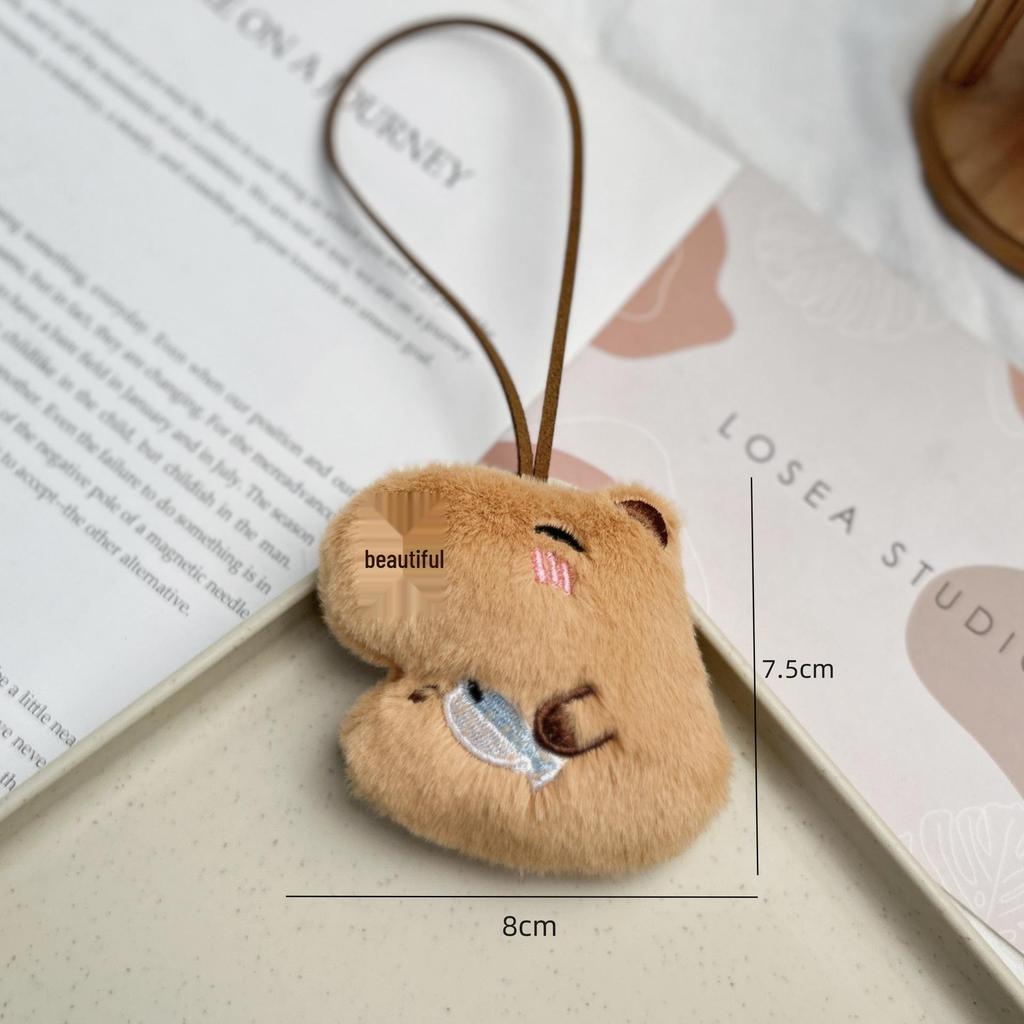 Capybara Plush Pendant: Cute Cartoon Guinea Pig Doll Keychain Ornament