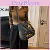 Borsa Tote in Denim Vintage da Donna con Stile Punk Street Grande Capacità
