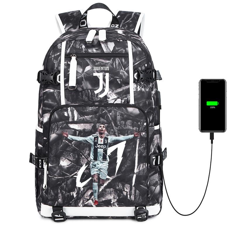 Football Star Cr7 Peripheral Personality Print Youth Backpack Large Capacity Leisure Travel Bag