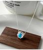 S925 Sterling Silver Turquoise Necklace & Earring Set in Designer Stackable Style