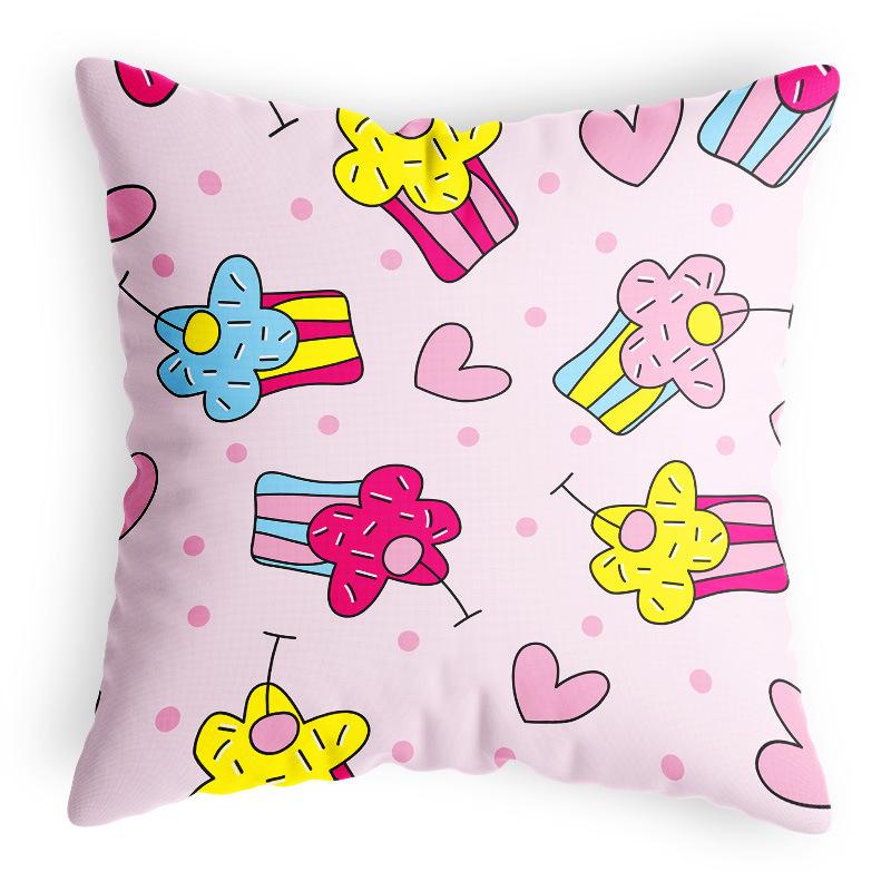 Small Fresh Pillowcase Multi-color Cartoon Cute Children's Chair Cushion Cover Square Dopamine Velvet Pillowcase