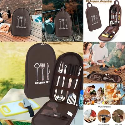 Outdoor Cookware Bag Camping Storage Bag Portable Travel Utensil Bag Picnic Bag Cookware Utensil Organizer (No Tableware)