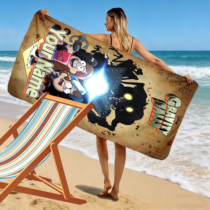 Custom Gravity Falls  Print Beach Towel, Large Soft Quick Dry Towel for Beach Camping Swimming