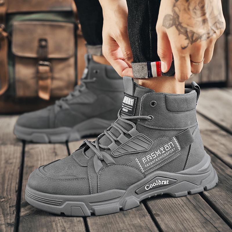 Men's Shoes Martin Boots New Casual Versatile Fashion Labor Insurance Shoes Thick-soled Non-slip Wear-resistant High-top Tooling Shoes
