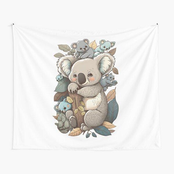 Cute Koala Tapestries Cartoon Koala Bear Wall Tapestry for Kids Boys Girls Kawaii Wild Animals Bedroom Home Decor Tapestry