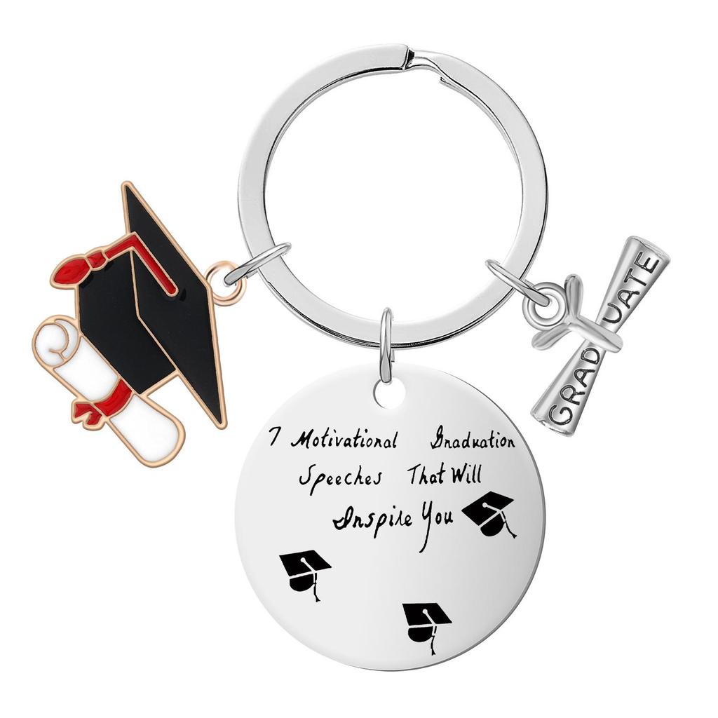 Stainless Steel Inspirational Graduation Keychain for Classmates and Teachers