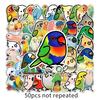 50Pcs Cartoon Parrot Stickers Various Styles Waterproof PVC Adhesive Colorful Cute Decals Vinyl Art DIY Scrapbook Skateboard Laptop Water Bottle