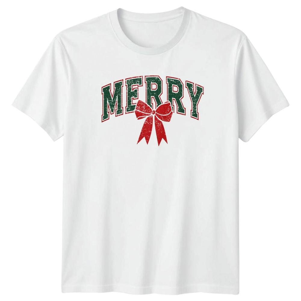 Merry Christmas Holiday Graphic Tee Unisex Unisex Unisex T Shirt Festive Bow S