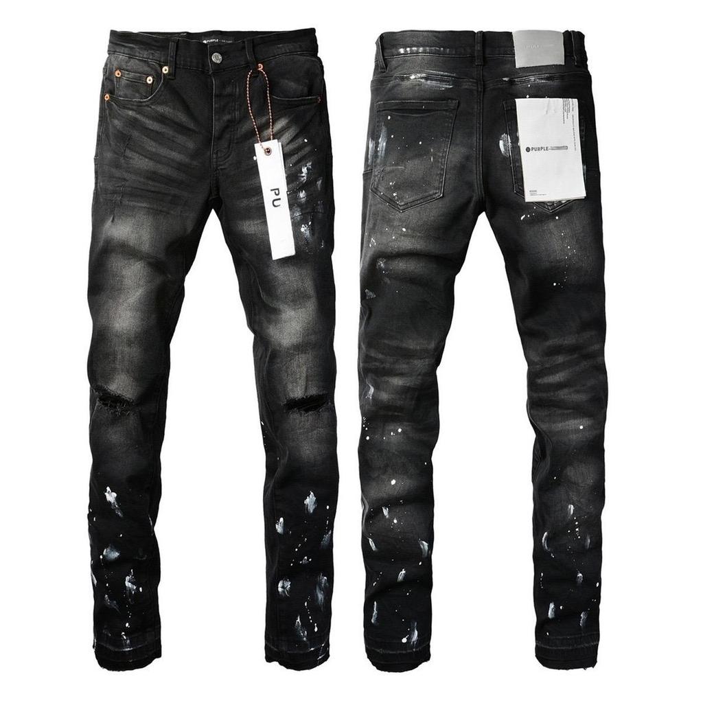 Jeans Uomo BeatStreet High Street Americana Nero Pieghettato Modello Base Nuova Tendenza Moda Jeans di Alta Qualità