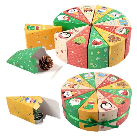 12Pcs/Set Christmas Treat Box Fan Design Cookie Box Combination Cartoon Small Gift Boxes Christmas Candy Boxes for Xmas Party Favors