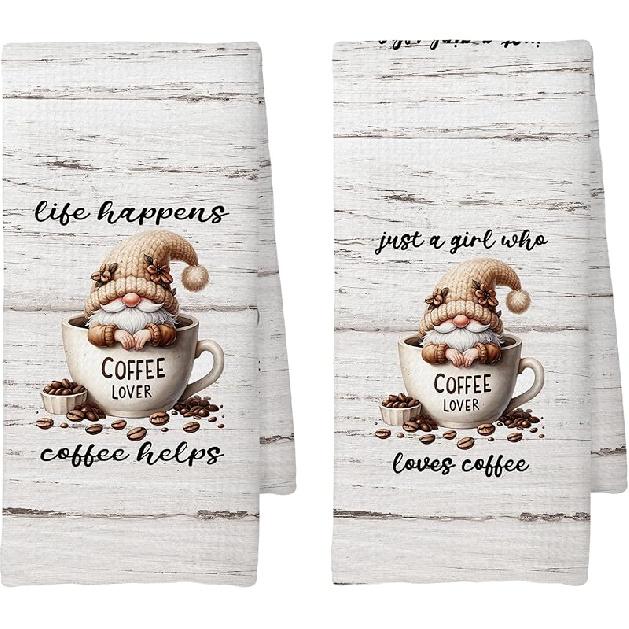 Coffee Kitchen Towels, Coffee-themed Gifts for Women Men Girls, Bar Decor Accessories, 16x24 Inch