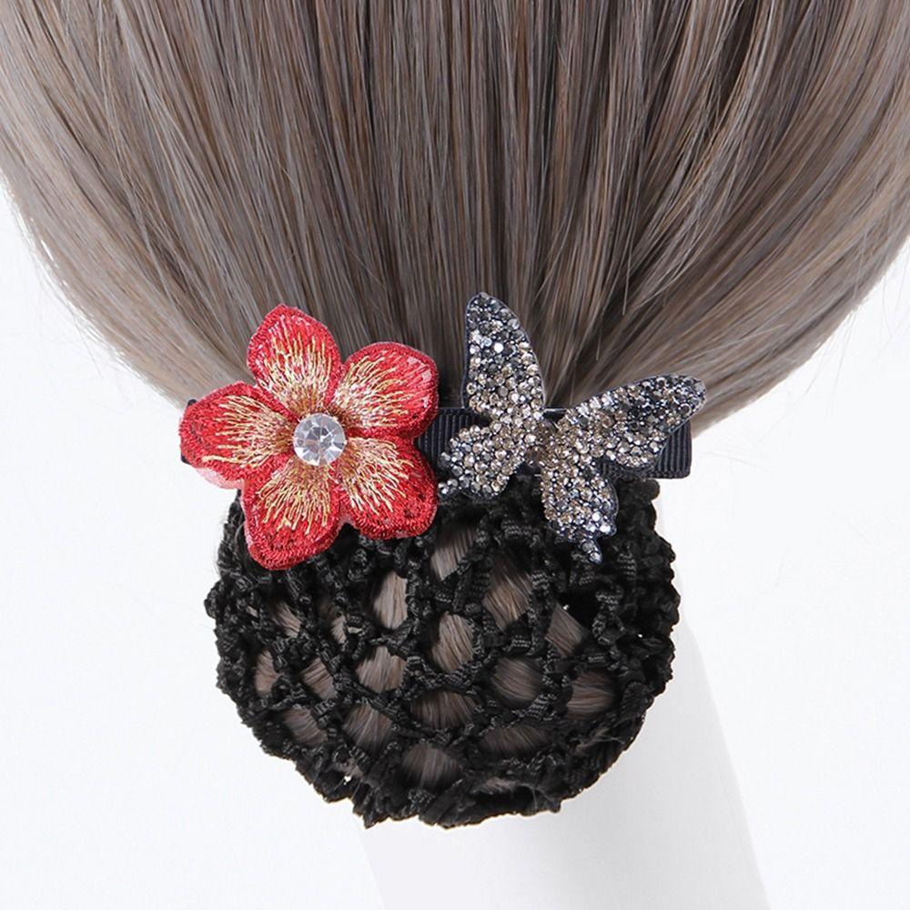 Cloth Mesh Tassels Professional Headdress Women Spring Clips Hairgrips Cover Net Korean Bun Snood