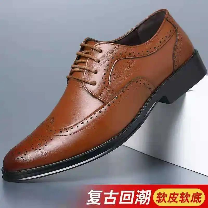 Pointed Toe Breathable In Summer Official New Social Shoe for Men 39 Gentleman Leather Casual Dress Shoes Man Low Price Clothing