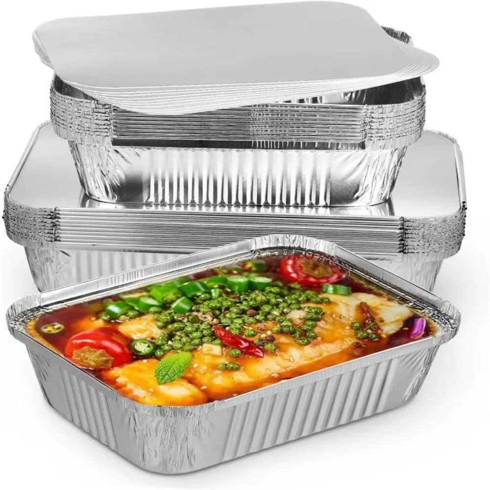 10 BUC Cu Capace Recipiente Alimentare din Folie Tăvi de Copt de Unică Folosință Bol Nou pentru Grătar Takeaway