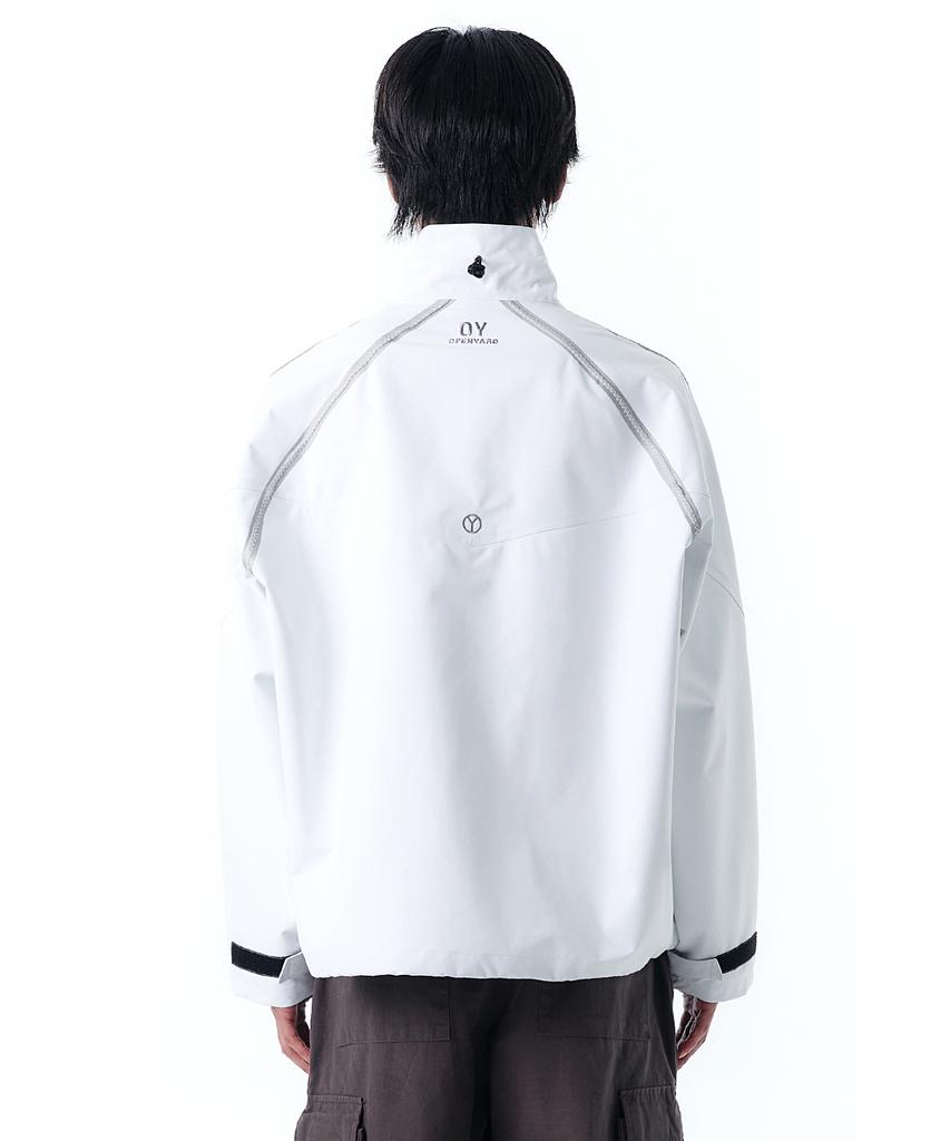 Openyard(Oy) Curve Line Tape Wind Breaker Jacket-White