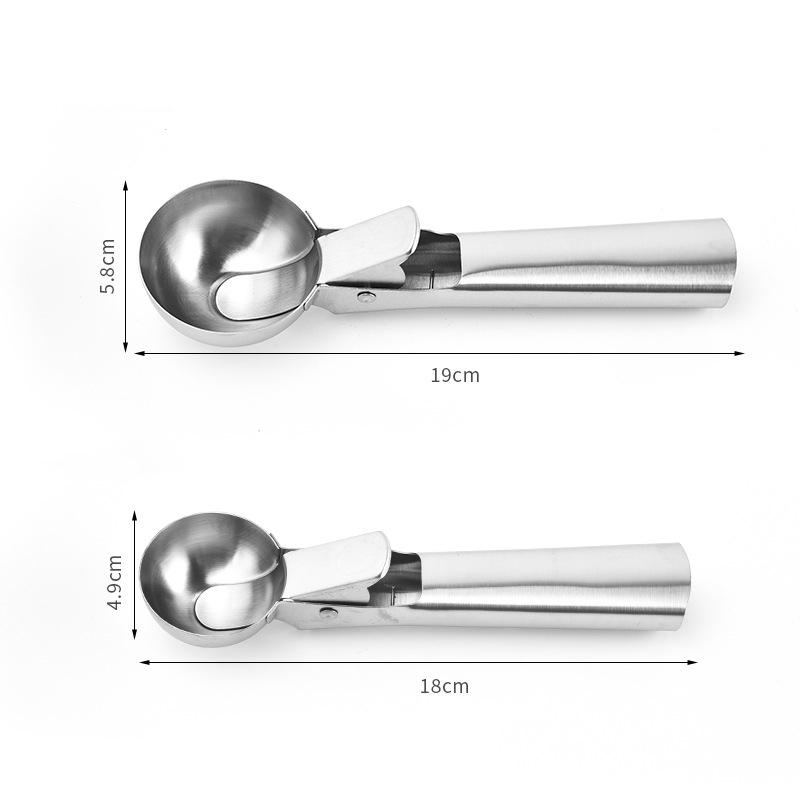 Stainless Steel Dual-purpose Ice Cream Scoop  Multifunctional Fruit Scoop Ice Cream BallScooper Kitchen Supplies Ice Cube