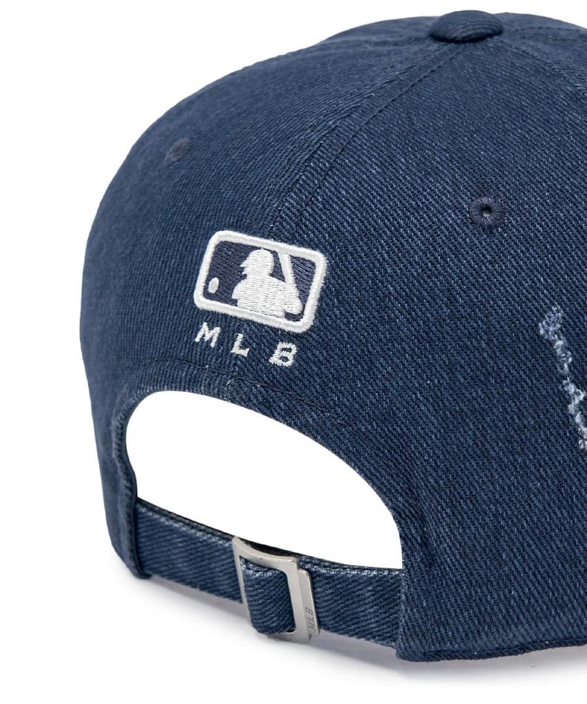 Emelbi Damaged Washed Unstructured Ball Cap Ny (Navy)