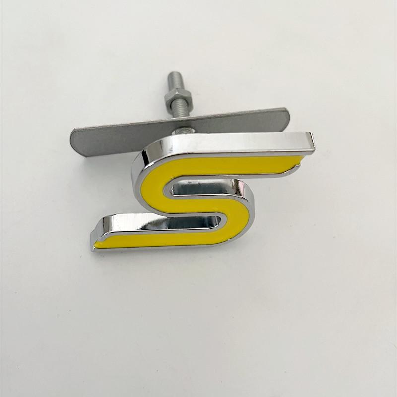3D Metal S Logo Front Grille Emblem Badge Car Rear Trunk Stickers For Focus Fiesta Escape Ecosport Kuga Mondeo Accessories