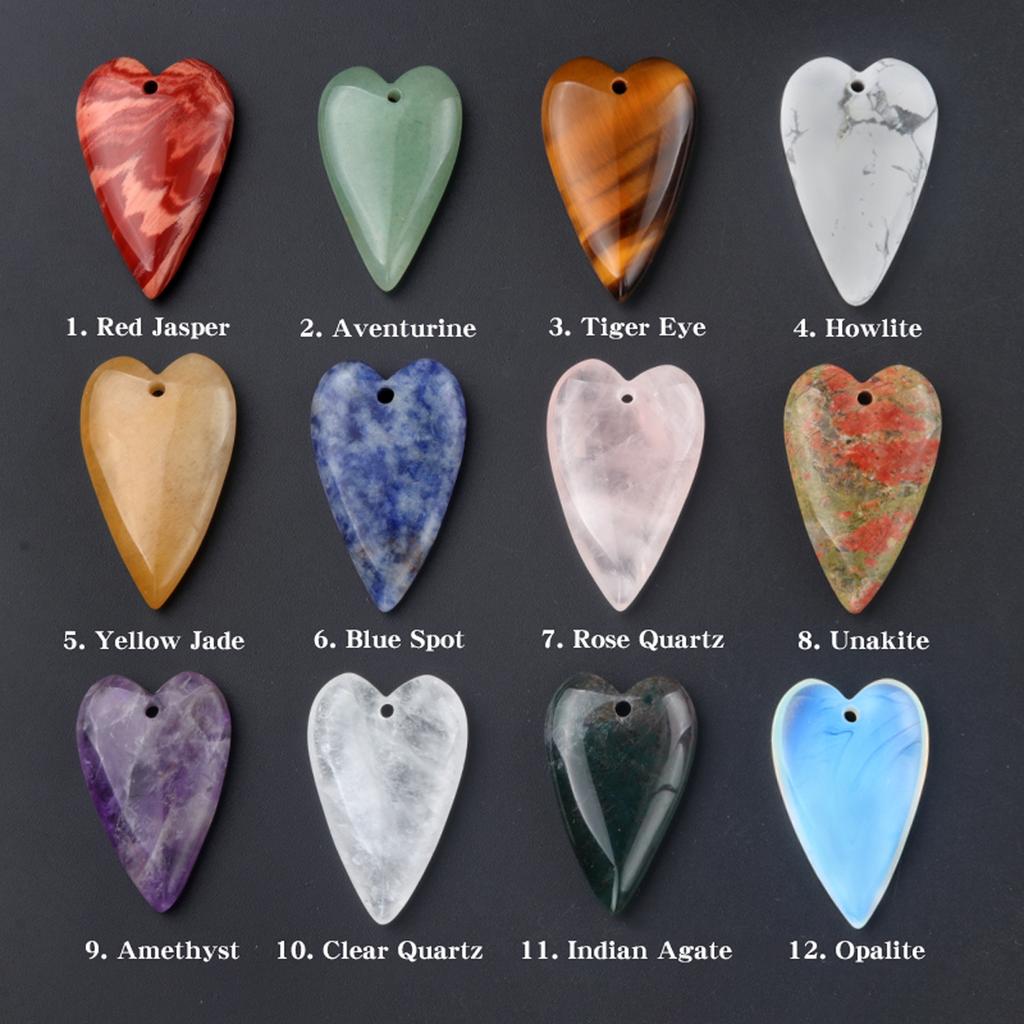 1PC Design Long Heart Stone Pendant Natural Crystal Arrowhead Hearts Amethyst Charms Making DIY Necklace Earrings Jewelry Decor CDN