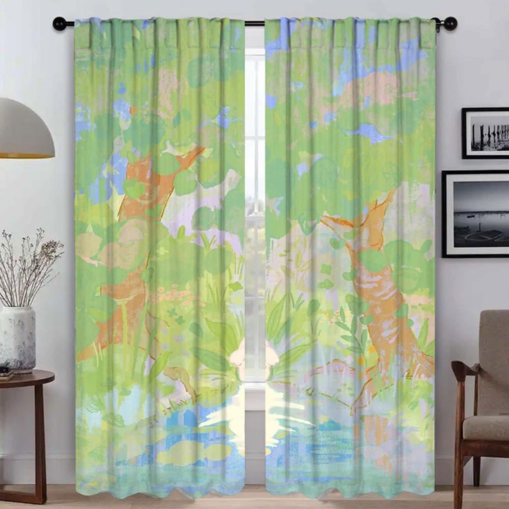 Halloween Decoration Flower Blackout Curtains 2 Pieces Curtains for Living Room Curtain Shades Partition Tulle for Bedroom Child