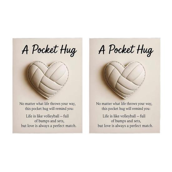 Volleyball Pocket Hug Heart-Shaped Volleyball Ornament with Inspirational Card Emotional Support Mini Pocket Hug Gifts for Sports Enthusiasts