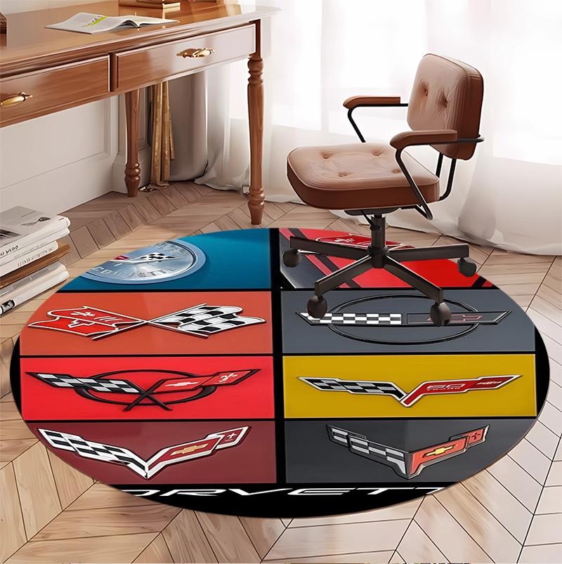 Sports car Pattern Round Rug, Indoor/Outdoor Mat, for Picnic, Gameroom, Bedroom, Office, Living Room, Home Decor Carpet, Birthday Gift