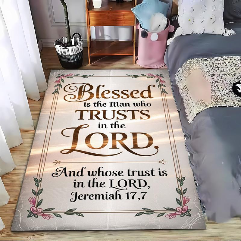 Blessed Quote Christian Carpet Non-slip Rug Suitable for Living Room and Bedroom Sofas