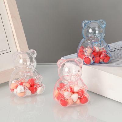 Bear-Shaped Candy Box Large Capacity Clear Plastic Storage Container Reusable Decorative Candy Storage Jar