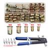 100pcs Zinc Plated Rivet Nut M3 M4 M5 M6 M8 Carbon Steel Rivet Nut Knurled Nuts Flat Head Rivet Insert Nutsert or 1pc Nuts Gun