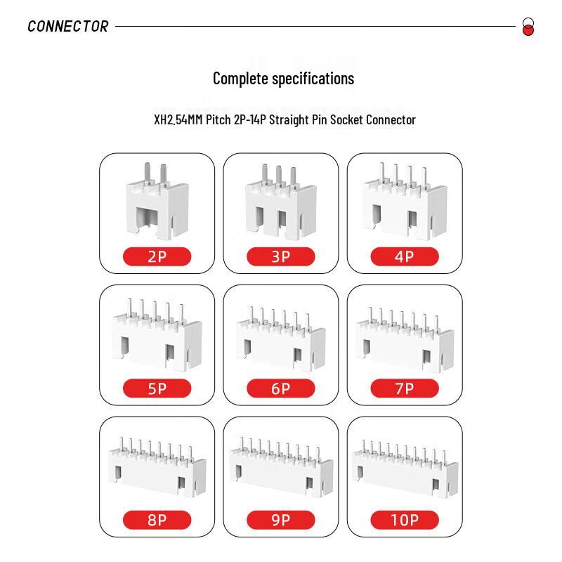 XH2.54-2P 2.54mm Pitch Straight Pin Socket Connector Terminals