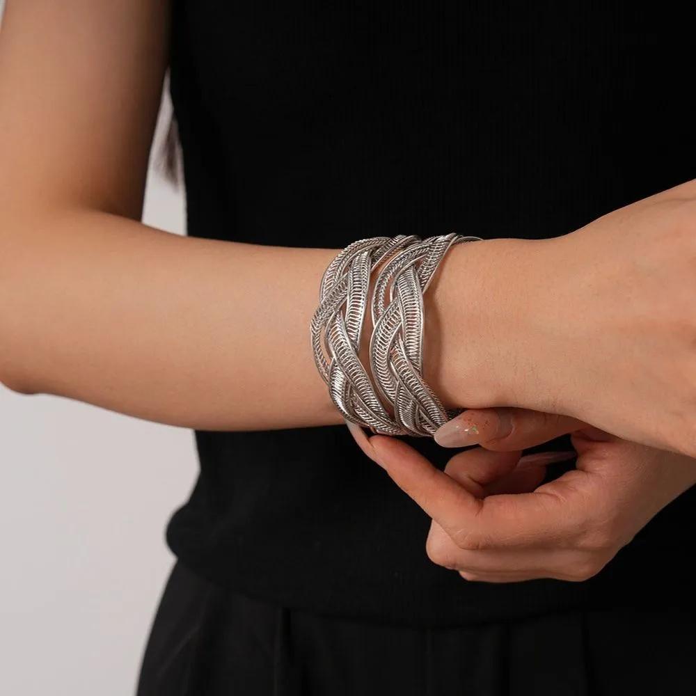 Women's Open Cuff Bangle Bracelet Adjustable Opening for Everyday Wear