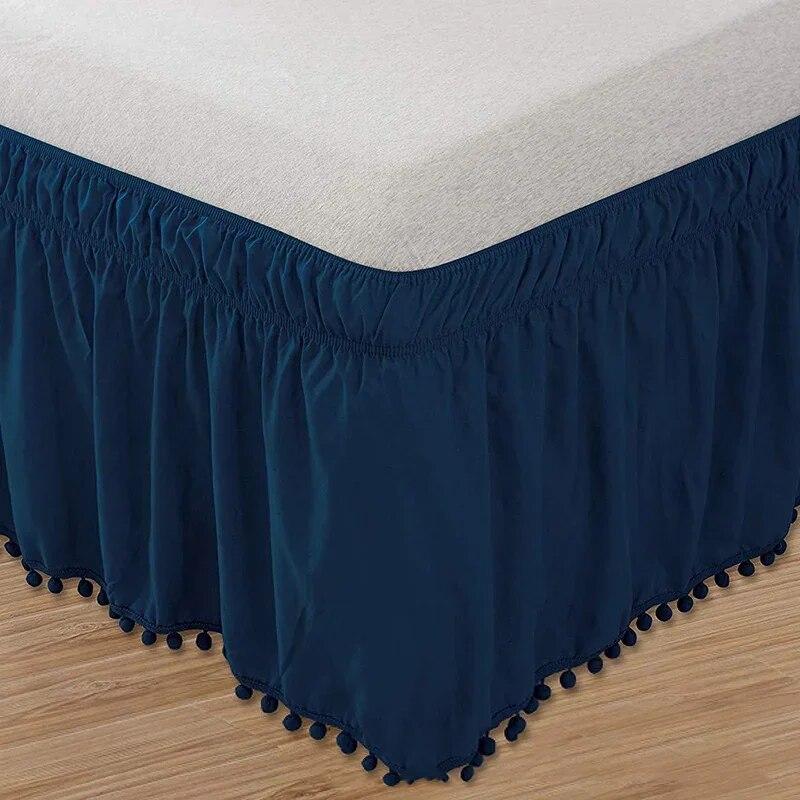 Twin/Full/Queen/King Size Bed Skirt with Tassels Elastic Band Bed Skirt Home Hotel Bed Cover Without Surface Bedding Decor