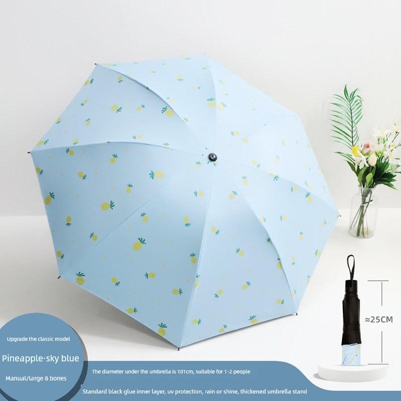 Cute Folding Umbrella for Girls with Black Coating for Sun Protection and Uv Protection, Manual and Fully Automatic, Dual-Use for Sun and Rain