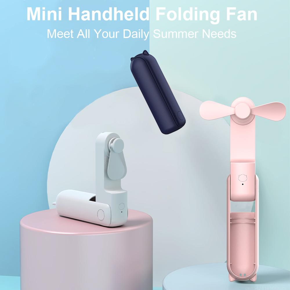 Mini Small Pocket Fan Solid Color Cooling Hand Fan Portable Handheld Fan  Outdoors